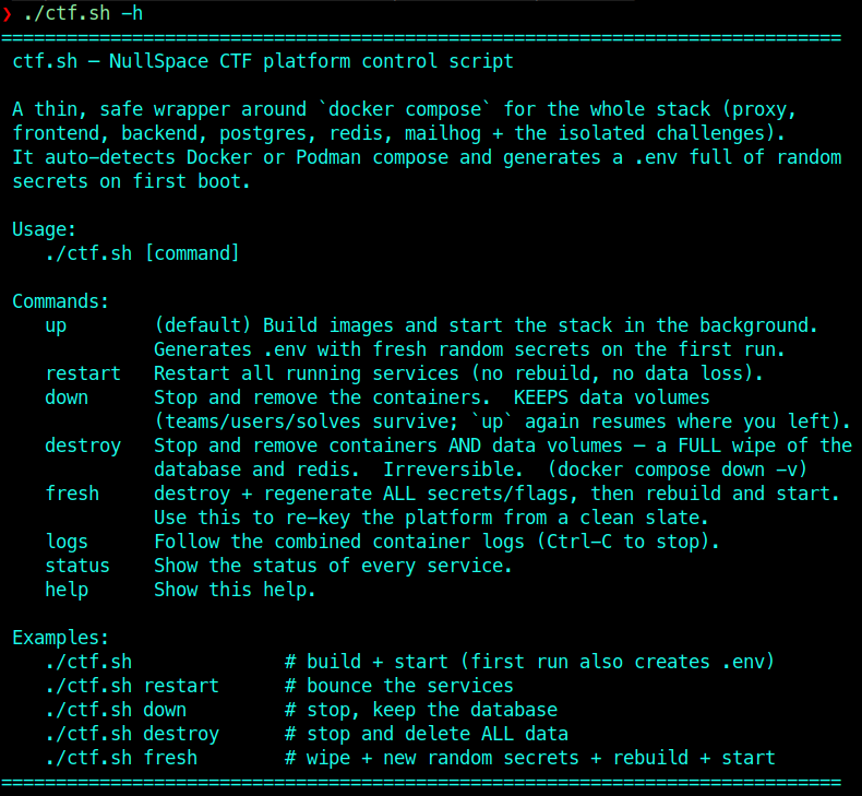 CTF control script output
