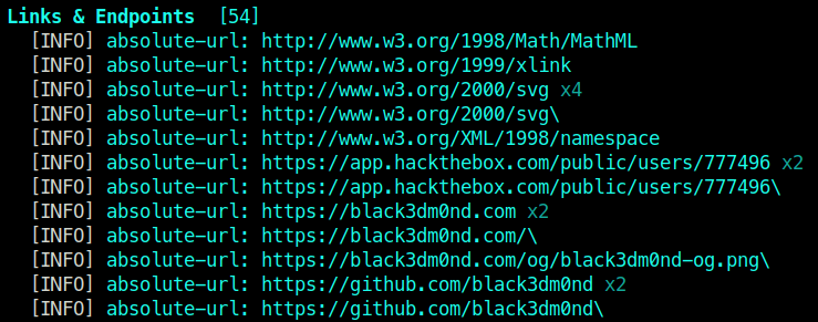 jsrecon: links & endpoints across a crawl