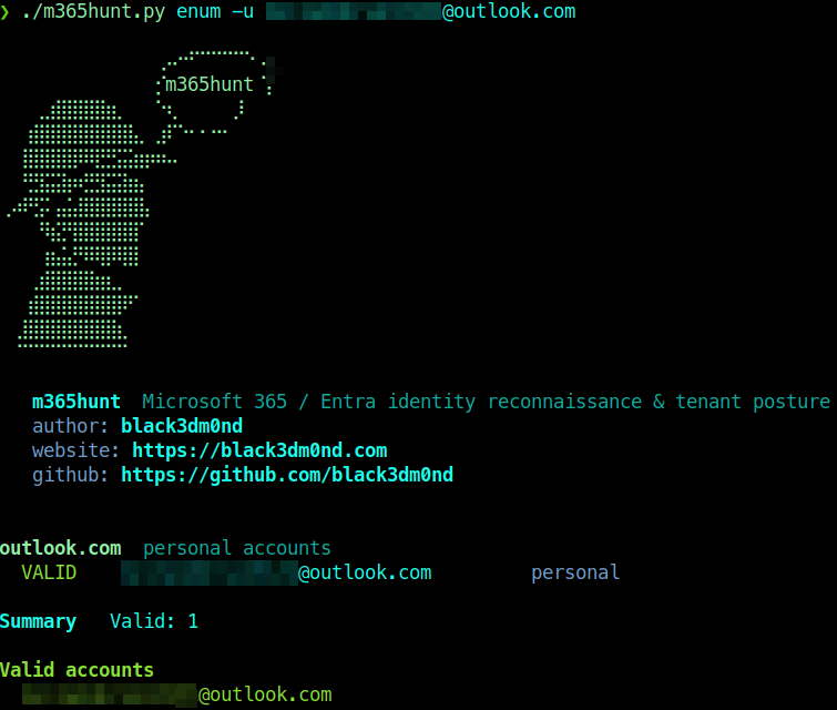 m365hunt enum: a confirmed valid account